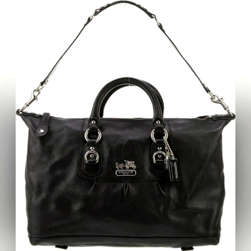 COACH Designer Sabrina Madison Black Leather Satchel Purse Handbag